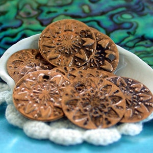 20 ~ 16mm Copper Coin Charms, Antique Copper Coin Stampings, Belly Dancing Coins, Flower Charms, Coin Stampings  MB-057