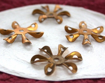 Brass Flower Stampings, Metal Stamped Flowers, Vintage Style Metal Flowers STA-083