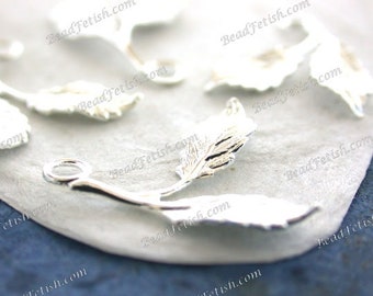 Bright Silver Plated Leaves Vintage Style Supplies Craft Supplies Jewelry Supplies Made in USA Wedding Supplies Silver Leaves STA-595