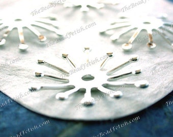 Bright Sterling Silver Plated Brass Flower Stampings Vintage Style Stars Flakes Hat Making Wedding Hair Crafts Made in America USA STA-955