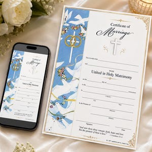Certificado de matrimonio digital para descargar, certificación de boda, documento de matrimonio imprimible, certificado de boda personalizable, regalo de boda