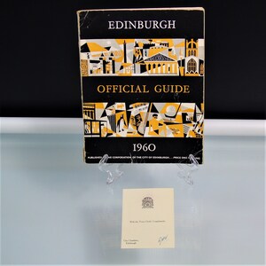Carte de compliments signée par le guide officiel d'Édimbourg de 1960, voyage vintage UK ÉDIMBOURG