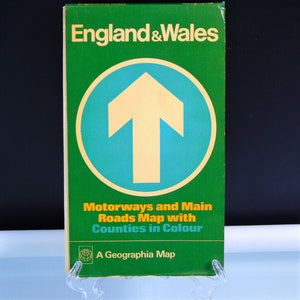 England and Wales Map 1980s Geographia Fold Out Map Vintage Motorways And Main Roads Travel Ephemera