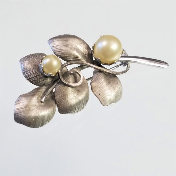 Bond Boyd Brooch Faux Pearls Vintage Brooch Sterling Silver Branch Grandmas Jewelry