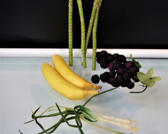 Fruits Veggies Vintage Lifelike Fabric Plush Chives Asparagus Banana Grapes Artificial Kitchen Staging Prop Decorate