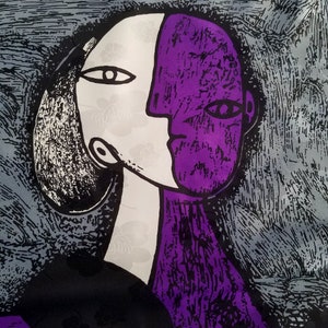 Vintage Scarf  Pablo Picasso Cubism Portrait Of A Woman In A Chair Surrealist Scarf Art To Wear Scarf