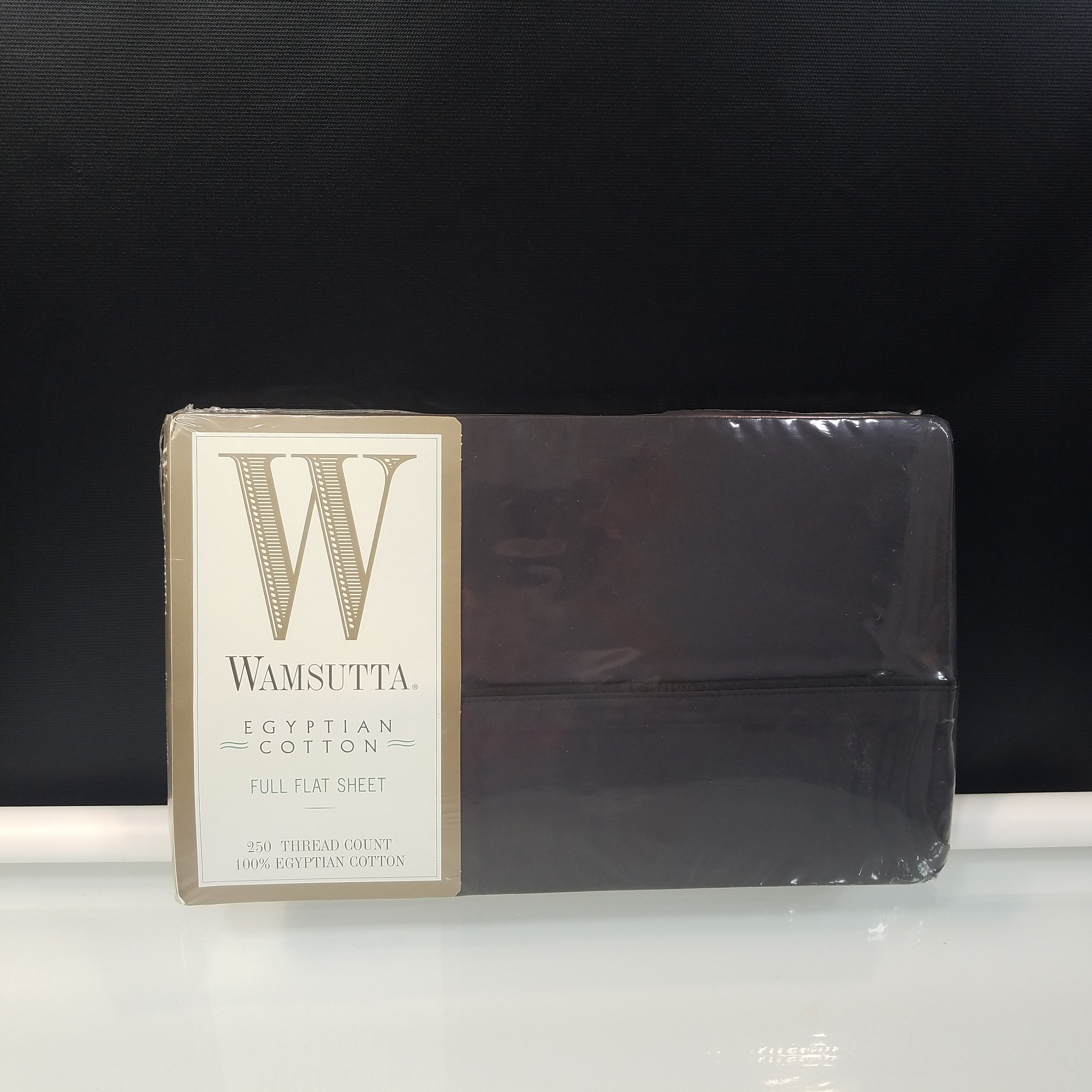Vintage Wamsutta Full Flat Sheet Solid Black Color Egyptian Cotton 250 Thread Count Sealed NOS New Old Stock