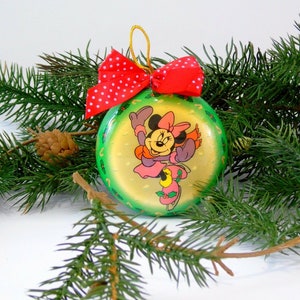 Vintage 1996 Disney Christmas Ornament Minnie Mouse Skating Christmas Tree Bauble