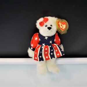 1993 Ty Attic Treasures Franny Bear Retired Plush Toy Patriotic USA
