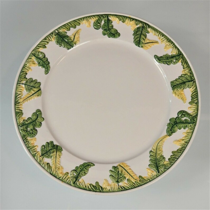 Vintage Italian Dinner Plates Set of 4 Green Garden Ferns Etsy