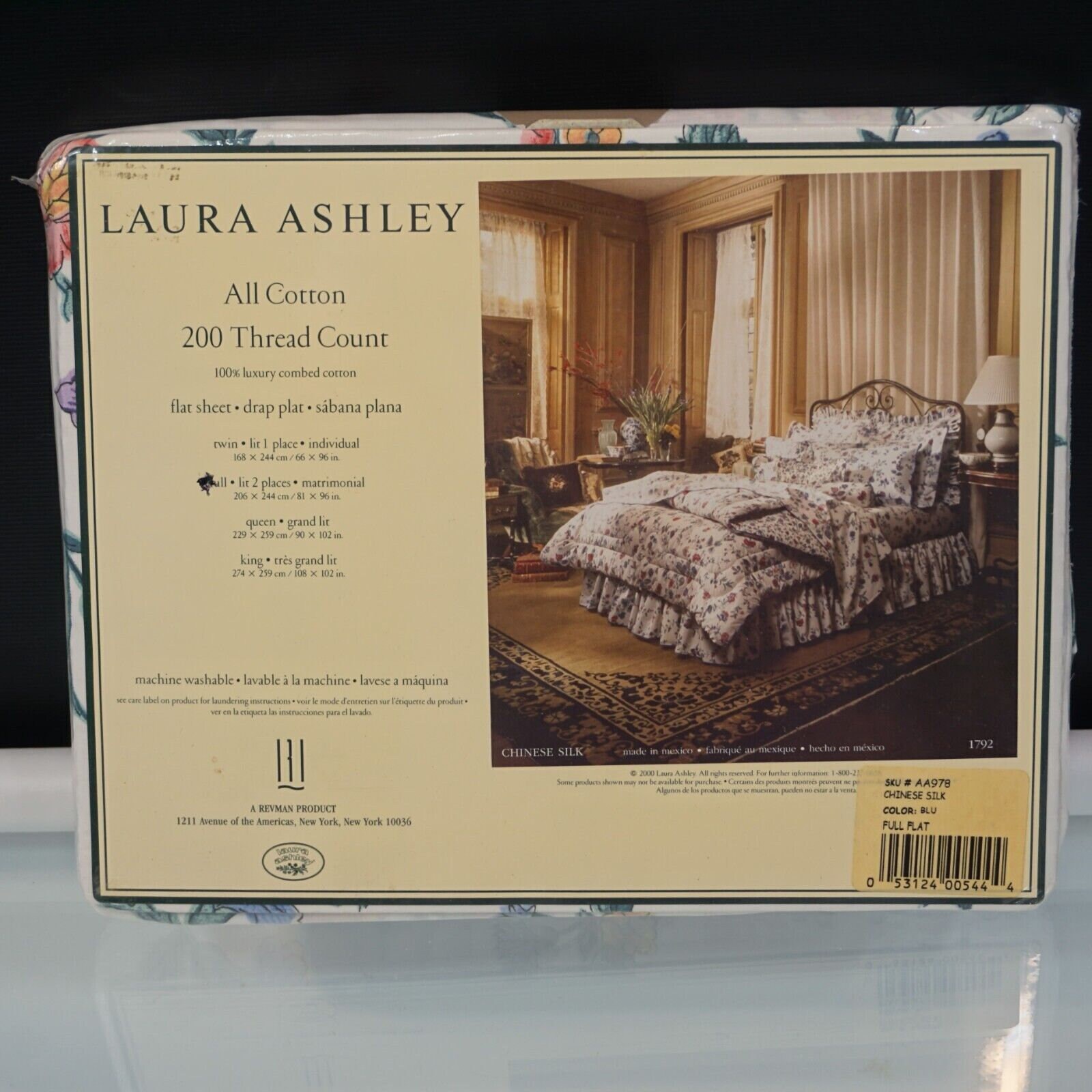 Laura Ashley Bed Sheet Chinese Silk Pattern Full Flat Sheet Etsy