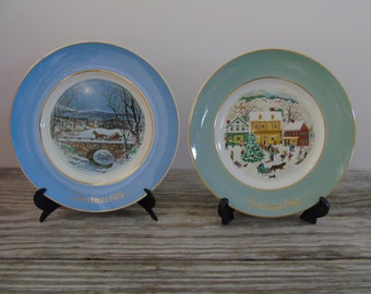 Dashing Through the Snow & Country Christmas Christmas Plates Made In England