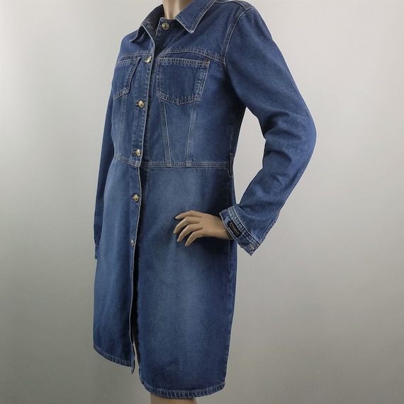 Blue Denim Dress XOXO Jeans Modest Button Front Vi
