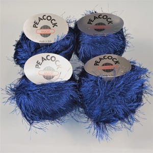 Skacel Collection Peacock Eyelash Yarn Color No 12 Blue 4 Skeins Made In Italy