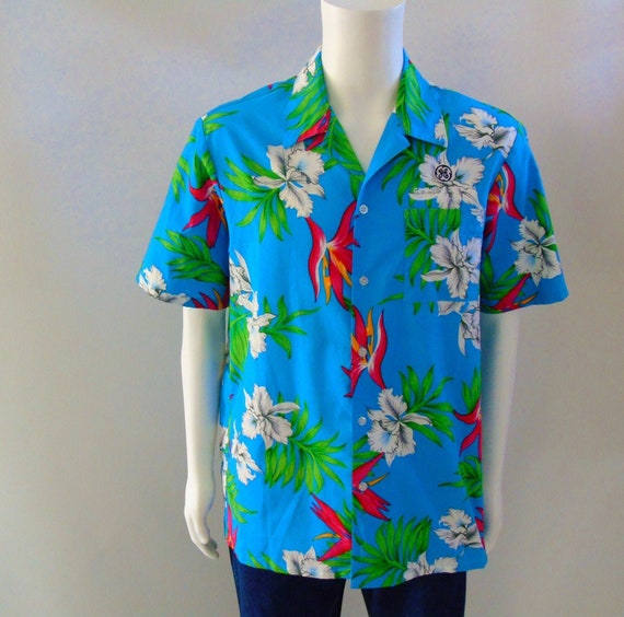 Hawaiian Shirt Floral Aloha Shirt Vintage Made In USA… - Gem