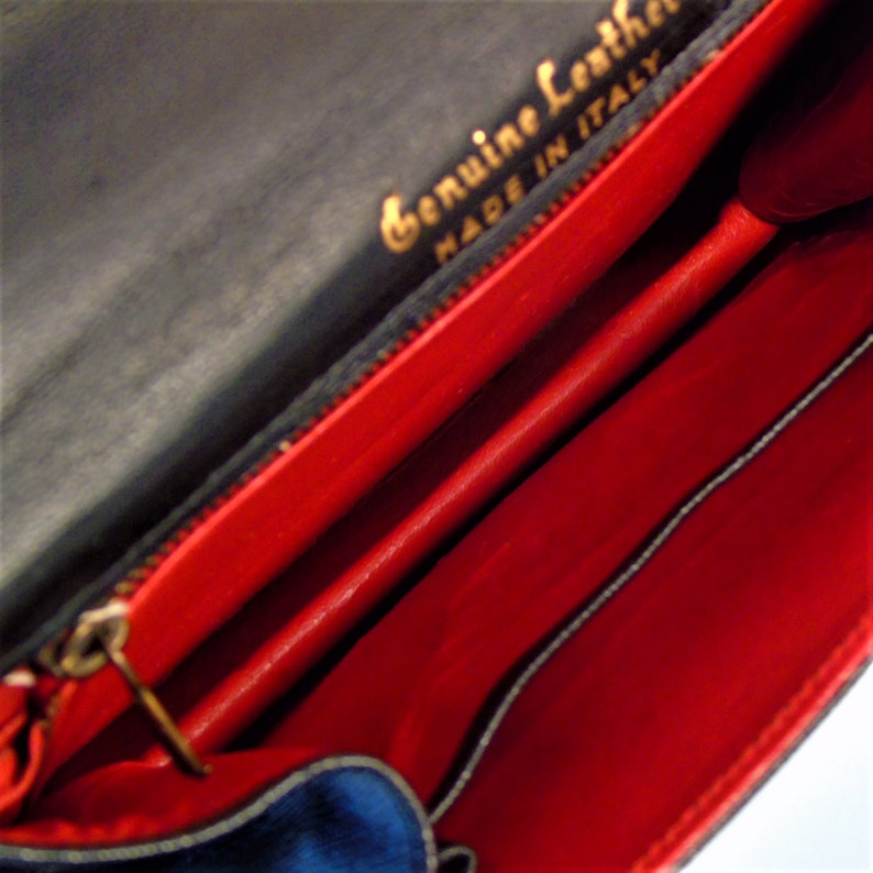 Italian Black Leather Top Handle Purse True Vintage 1940s Etsy