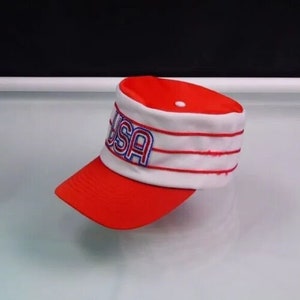 Vintage 1970s Snapback Cap USA Team Pillbox Hat Universal Industries MLB Hat American Hat Major League Baseball
