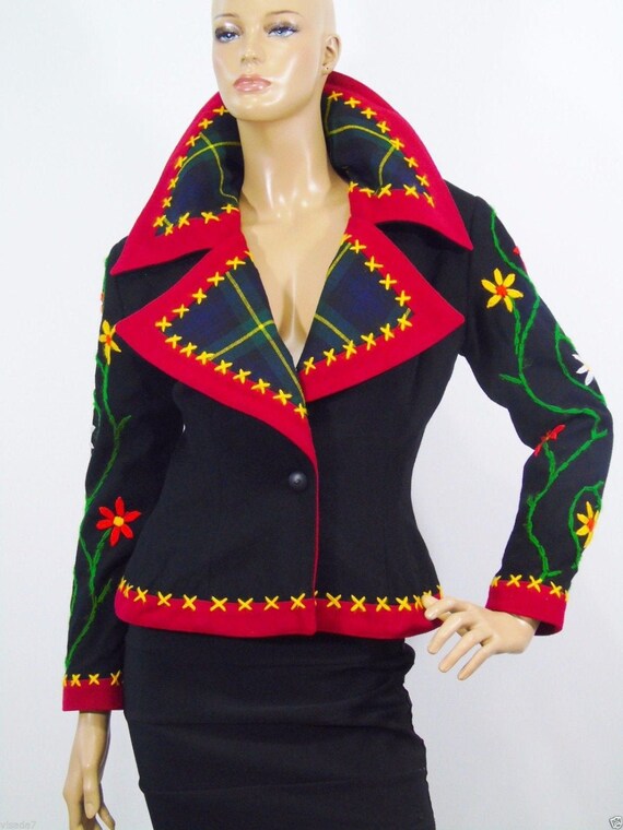 Vintage IDOL Rockabilly Jacket , Wool Blazer, Embr