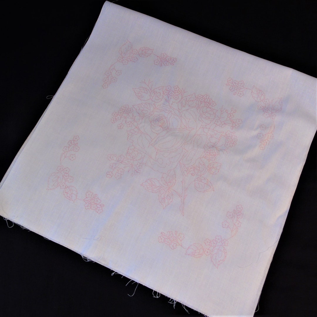 Vintage Rose Quilt Block: Tri Chem Stamped Embroidery (17x17 Inch) - Etsy