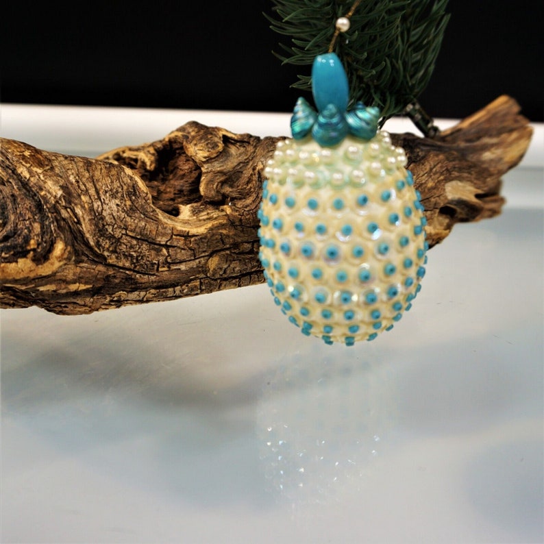 Vintage Ornament Christmas Egg Ornament Sequined Egg Etsy