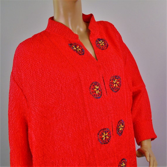 Vintage Tunic Jacket Plus Size Top 1980s Sondro Fl