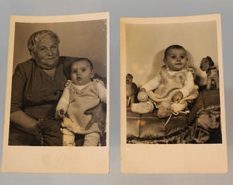 Grandma With Grandchild 2 Vintage Real Black And White Photos Koln Germany