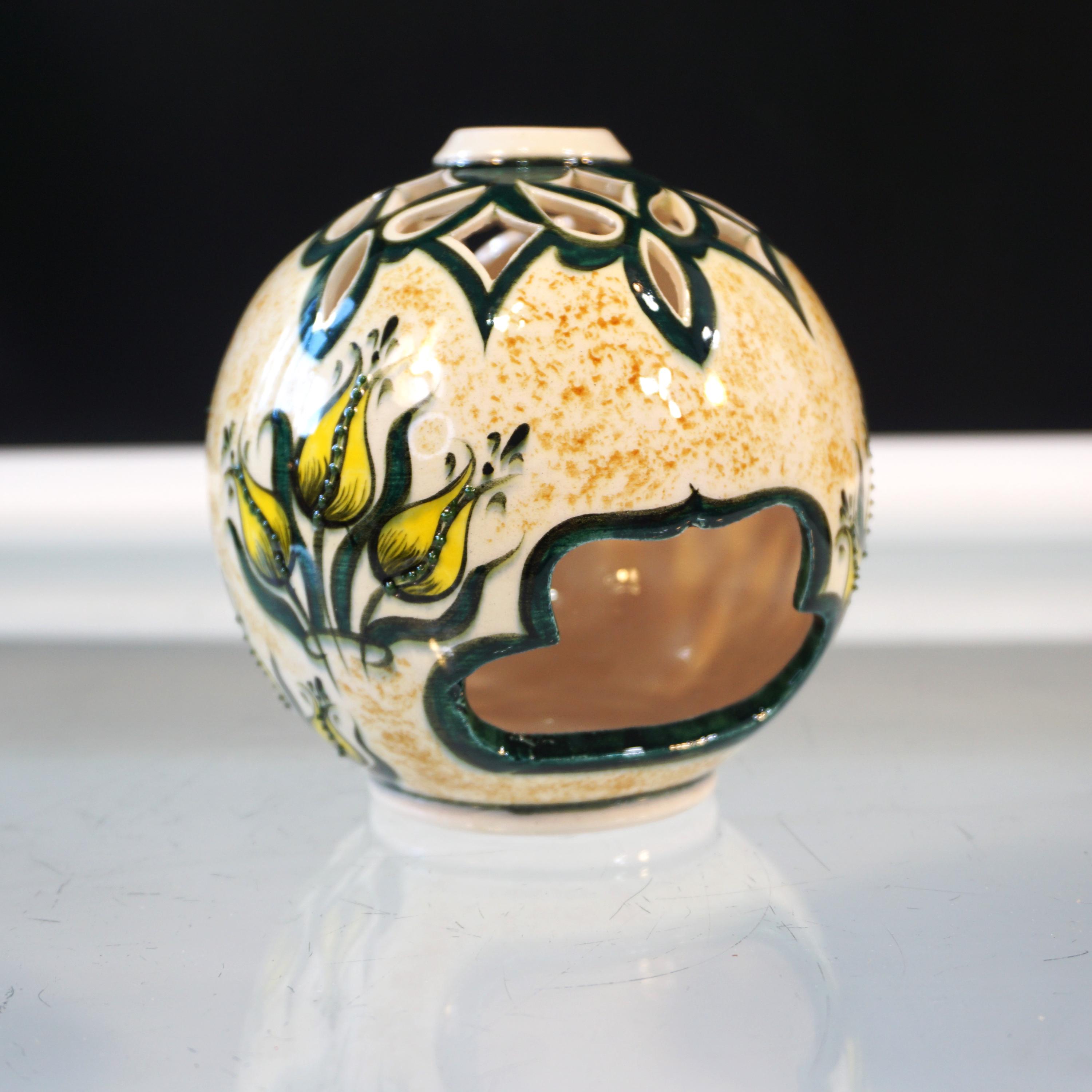Cini Iznik Pottery Vintage Tea Light Votive Holder Candle