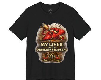 Funny Drunk Liver Tee | Drinking Problem Illustration T-Shirt