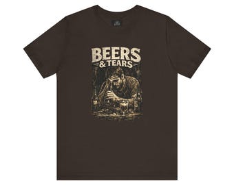 Beers & Tears Tee | distressed man drinking, vintage bar artwork
