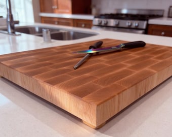 Tabla de cortar de madera de arce duro de grano final, 3,8 cm de grosor, hecha a mano en EE. UU.