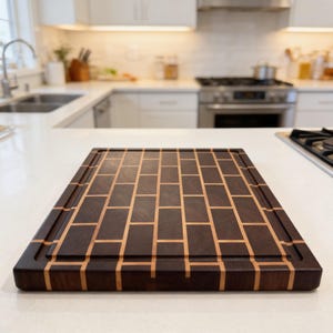 Stirnholz Schwarznuss und Hard Maple Backstein-Muster Butcher Block Schneidebrett
