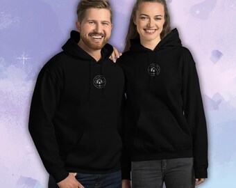 Unisex Embroidered Logo Hoodie, Minimalist Streetwear Pullover Sweatshirt