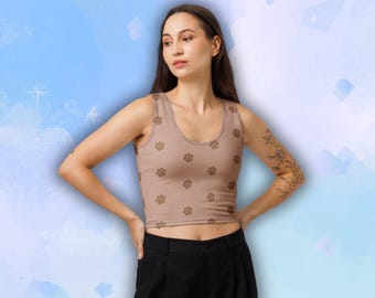 CashMoneyMeow, Anime Crop Top mit Pfotenabdruck | Novaversal