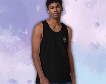 Unisex Embroidered Logo Cotton Tank Top, Streetwear Gym Sleeveless Shirt