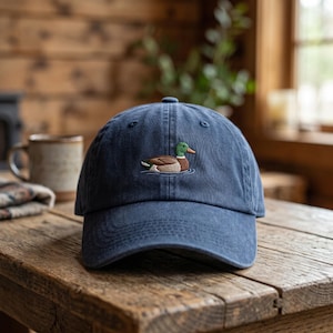 Embroidered nature design on Gray strap back Cap artsy Embroidery Mountain Hat Pine Trees Cap Mountaineering  main image 4