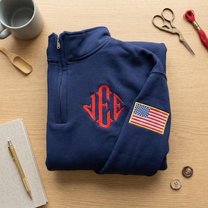 Embroidered JEE Monogram Quarter Zip Sweatshirt, Viral Meme J.E.E. Epstein Crewneck, Minimalist Embroidery Unisex Cozy Sweater