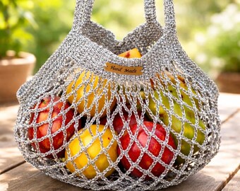 Handmade Crochet Bucket Bag | Knit Market Tote | Lightweight Everyday Bag | Boho Summer Shoulder Tote | Minimalist Handbag