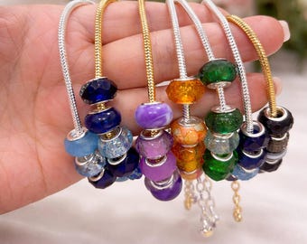 Charm Bracelet with Glass Beads | Handmade Beaded Bracelet | Custom Charm Jewelry | Colorful Minimalist Bracelet | Gift for Her