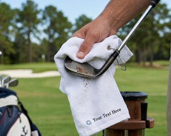 Personalized Golf Towel, Custom Embroidered Golf Towel, Golf Gift for Men, Groomsmen Gift, Dad Gift, Custom Name Golf Towel