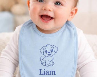 Personalized Baby Bib with Name, Custom Embroidered Baby Bib, Animal Baby Bib, Newborn Gift, Baby Shower Gift, Custom Name Bib
