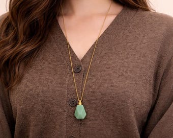 Crystal Perfume Necklace | Natural Stone Essential Oil Diffuser | Gemstone Pendant Necklace | Aromatherapy Jewelry | Healing Crystal Gift
