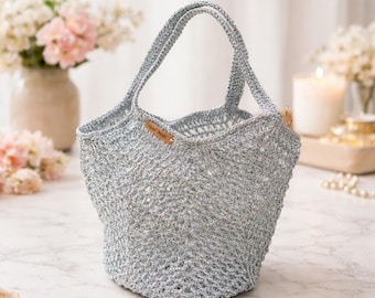 Handmade Crochet Tote Bag | Lightweight Summer Knit Handbag | Beach Market Bag | Boho Style Everyday Tote | Gift for Her