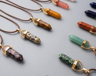 Crystal Point Necklace | Healing Crystal Pendant | Natural Stone Necklace | Chakra Jewelry | Quartz Pendant Necklace | Gift for Her