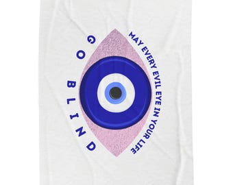 Evil Eye Nazar Design Velveteen Plush Blanket | May Every Evil Eye Be Blind