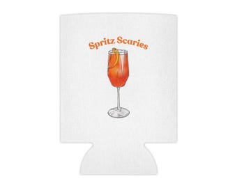 Spritz Scaries Can Cooler | Aperol Spritz Illustration, Summer Cocktail Koozie