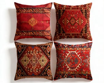 Persian Kilim Pillow Cover, Bohemian Tribal Geometric Linen Blend Home Decor (45cm*45cm)