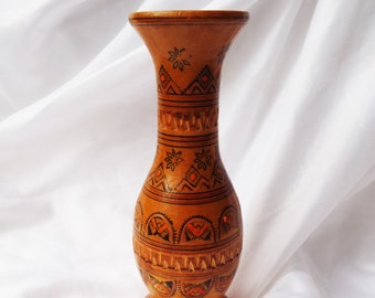 Vintage Wooden Russian Handcrafted Vase