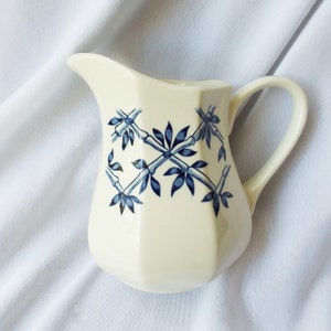 Ironstone Pitcher with Asian Blue Bamboo Trellis Pattern Royal Staffordshire England