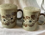 Vintage Otagiri Shakers Salt and Pepper Stoneware Large with Handles