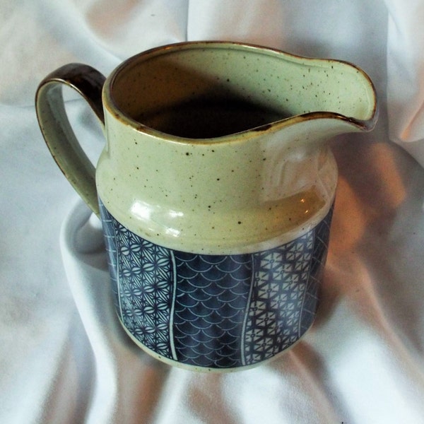 Stoneware Pitcher with Asian Blue Pattern JAPAN